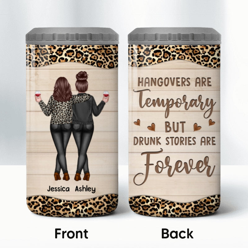 Back View Besties Leopard Personalized Multiple Use 4 In 1 Can Cooler Tumbler