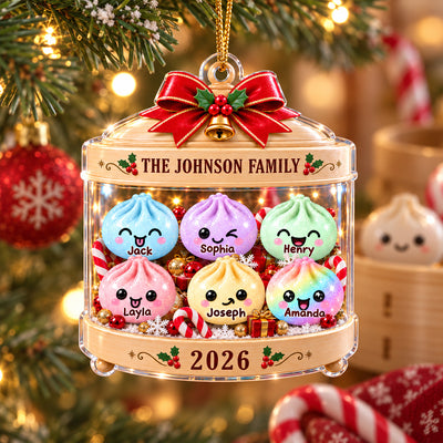 Cute Dumpling Family 2D Flat – Personalized Acrylic Ornament – Squishy Lover Christmas Keepsake 2026