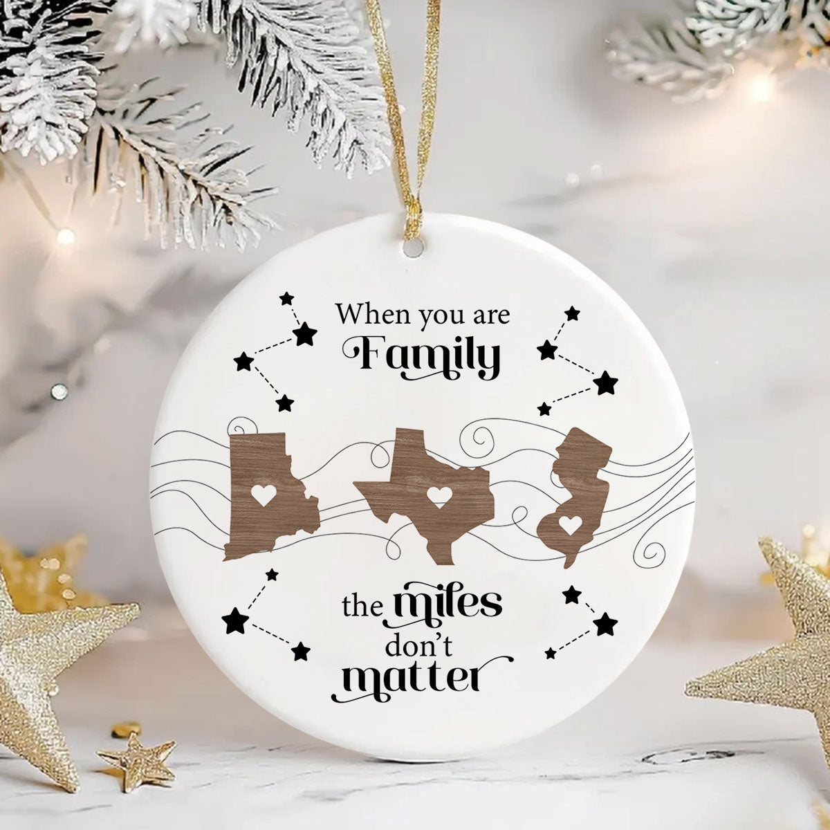 Custom Long Distance Ceramic Ornament, Heartfelt Christmas Gift for Family, Friends, Sisters, Besties
