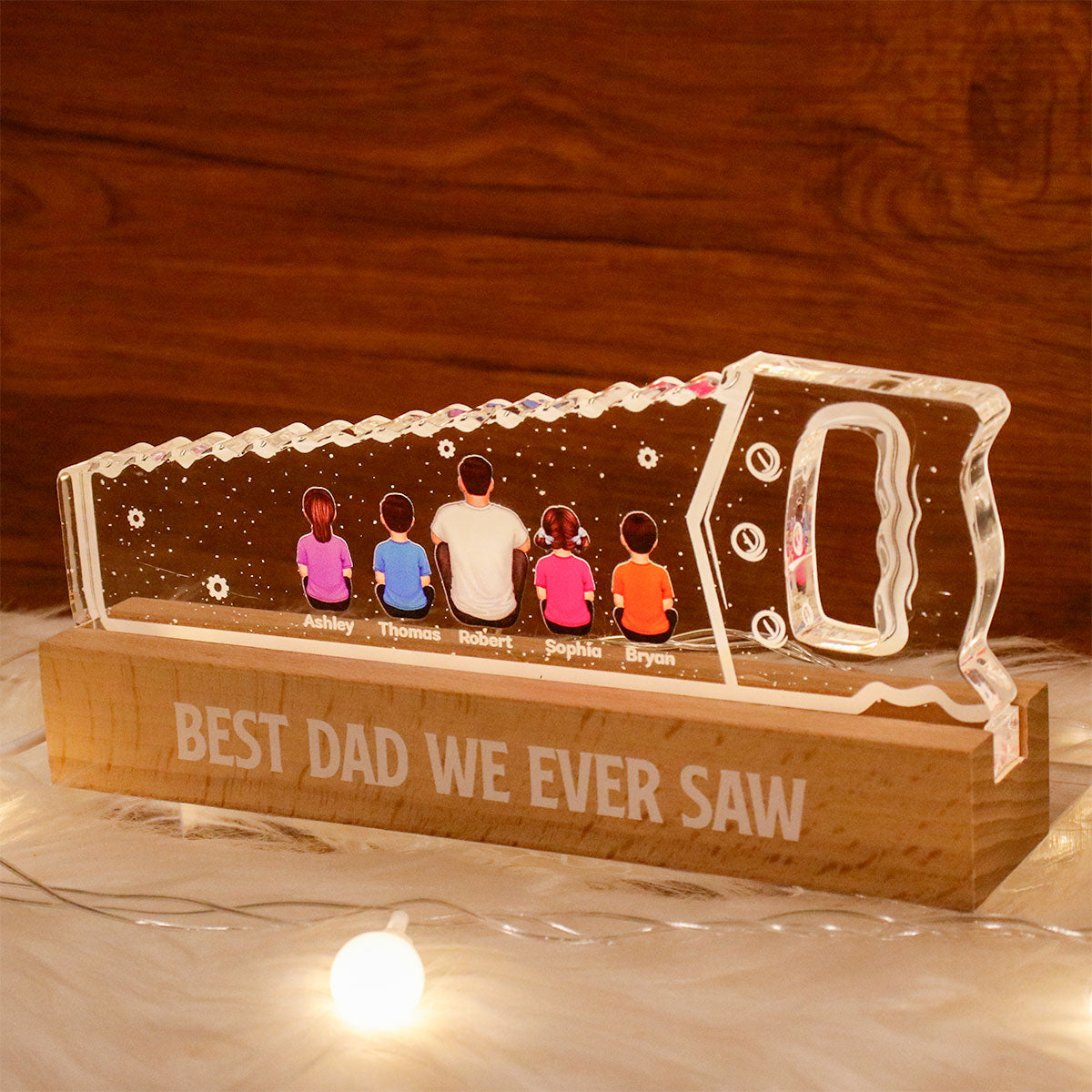 Best Dad Grandpa We Ever Saw Personalized Acrylic LED Night Light