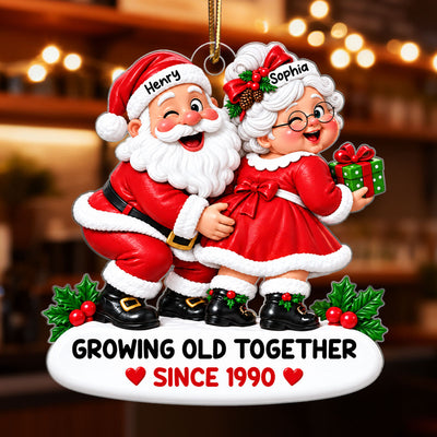 Funny Old Couple Growing Old Together - Personalized Acrylic Ornament - Funny Christmas Gift For Him, For Her, For Husband, Wife