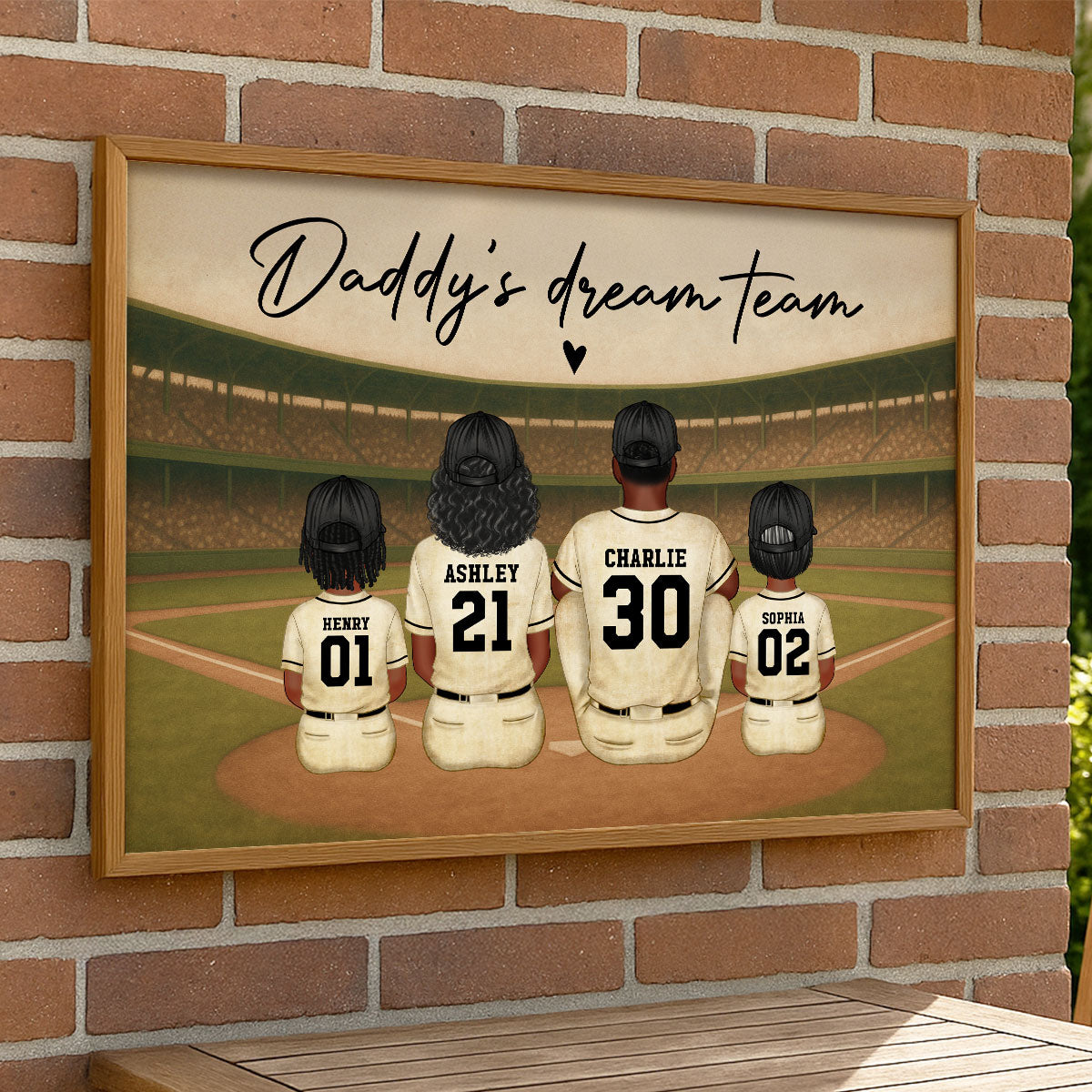 Retro Vintage Style Baseball Daddy's Dream Team Personalized Poster, Heartfelt Father's Day Gift For Dad, Husband
