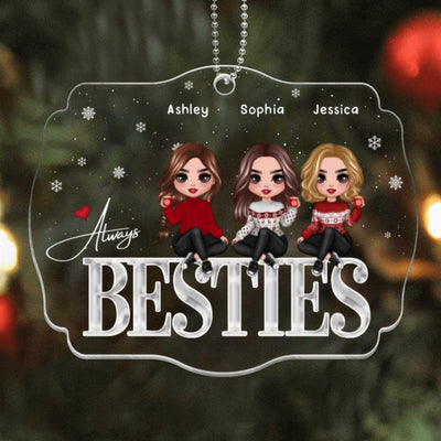 Doll Besties Sitting On Word Personalized Acrylic Ornament