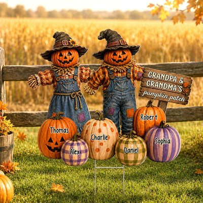 Halloween Fall Scarecrow Grandpa Grandma's Pumpkin Patch - Personalized Yard Sign - Fall Decor For Grandparents