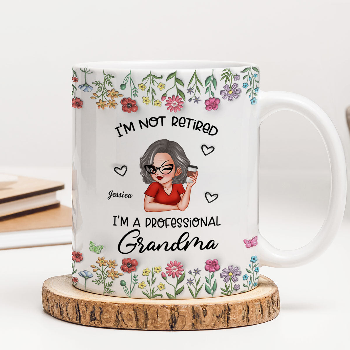 I'm Not Retired Im A Professional Grandma Personalized 3D Inflated Effect Mug, Retirement Gift for Grandma
