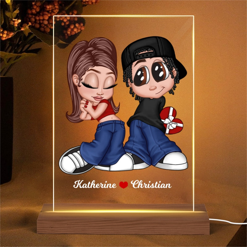 Y2K Couple Personalized LED Night Light, Unique Valentine's Day Gift For Him, Gift For Her
