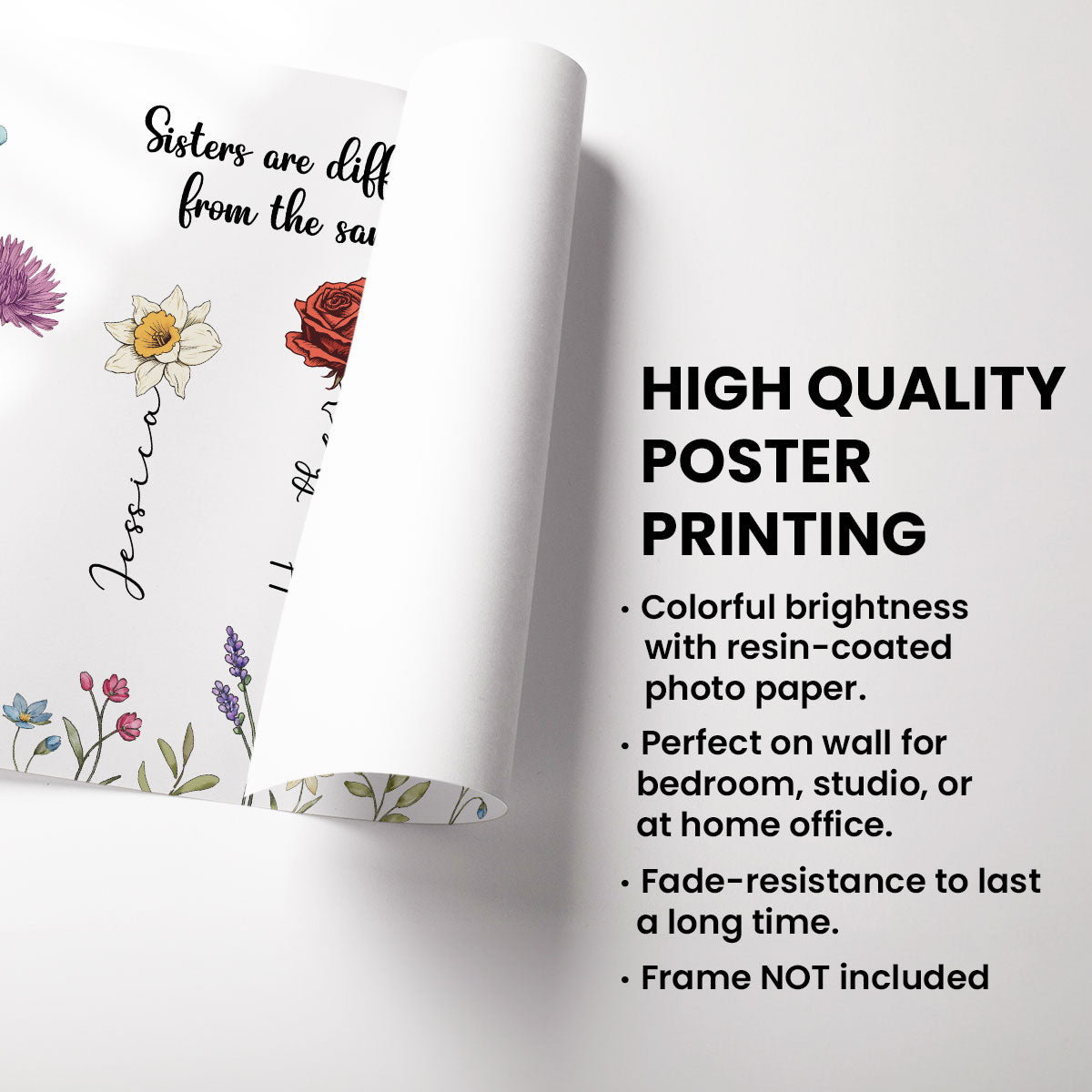 Sisters Are Different Flowers From The Same Garden Personalized Poster, Long Distance Togetherness Birthday Christmas Gift For Sisters, Siblings