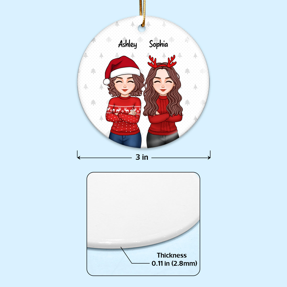 Coworkers Are Christmas Light Cool Man Woman Gift For Colleagues Personalized Double Sided Circle Ornament