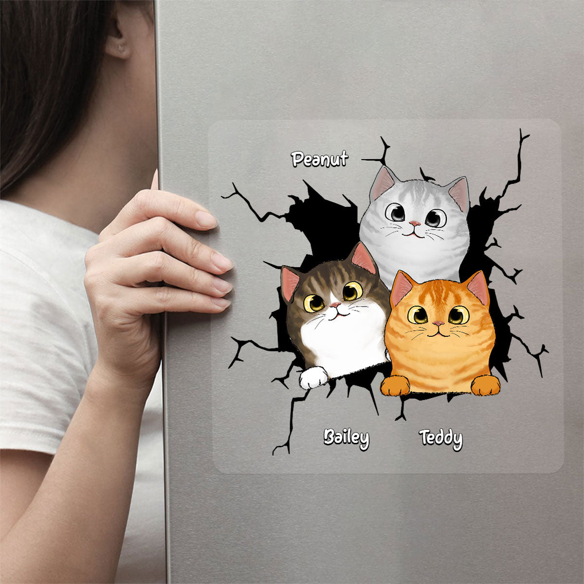 Peeking Cats Personalized Decal, Gift For Cat Lovers