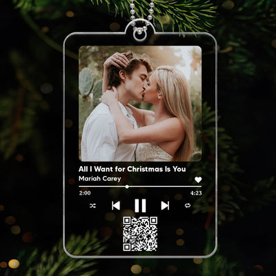 Custom Song And Photo Scannable QR Code Couple Family Friends Personalized Acrylic Ornament