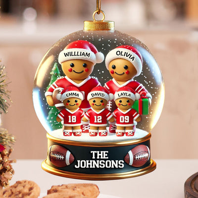 Football Gingerbread Family Sport Lover 3D Effect Personalized Acrylic Ornament