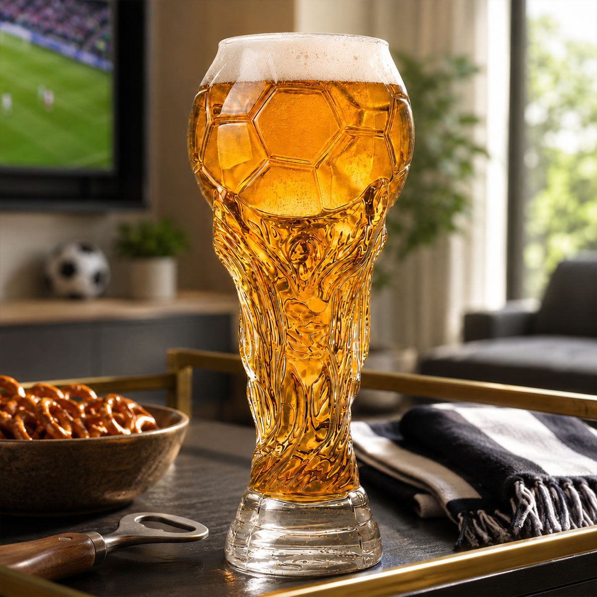 World Cup 2026 Football Trophy Beer Glass, Match Day Beer Glass, Birthday Gift for Him, Gift for Dad