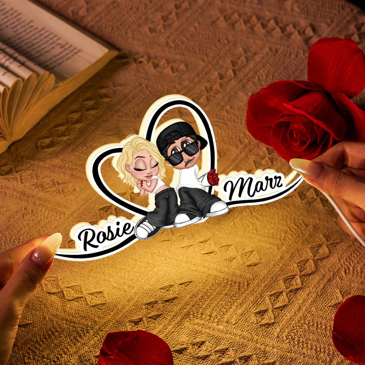 Y2K Couple Heart Shape With Names - Personalized Light Box - Unique Valentine's Day Gift For Him, Gift For Her