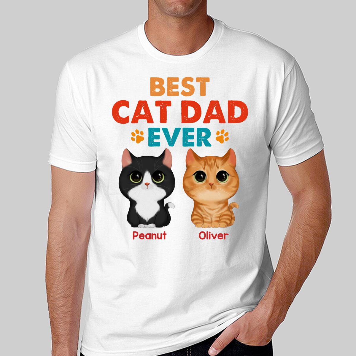 Watercolor Cute Cats Best Cat Dad Ever Retro Gift For Cat Dad Cat Lovers Personalized Shirt