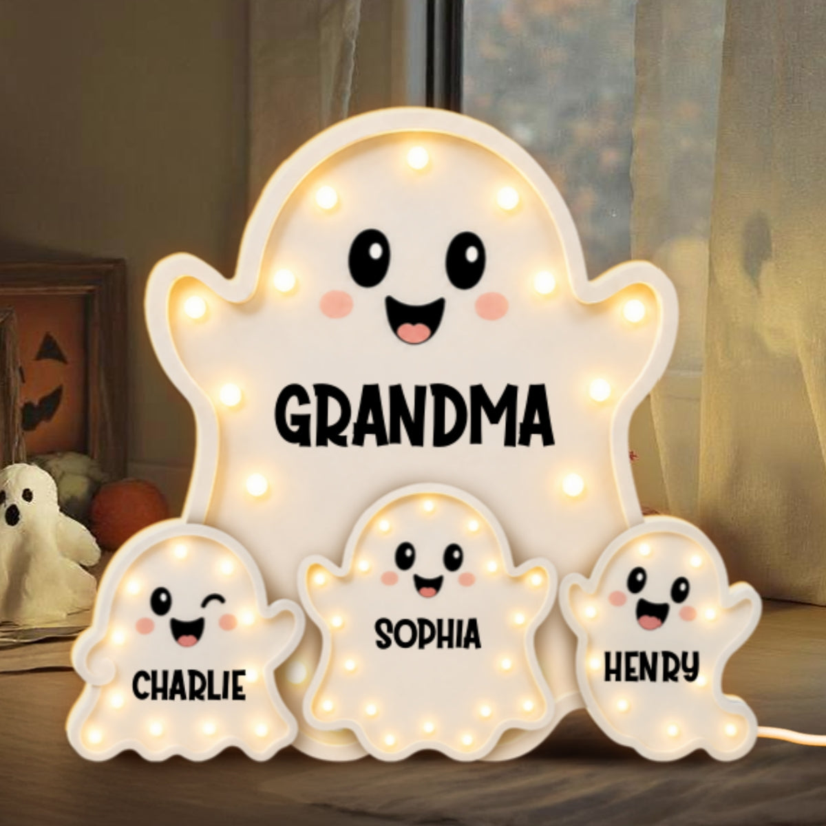Funny Cute Halloween Grandma's Boo Crew - Personalized Light Box - Halloween Decor For Grandma
