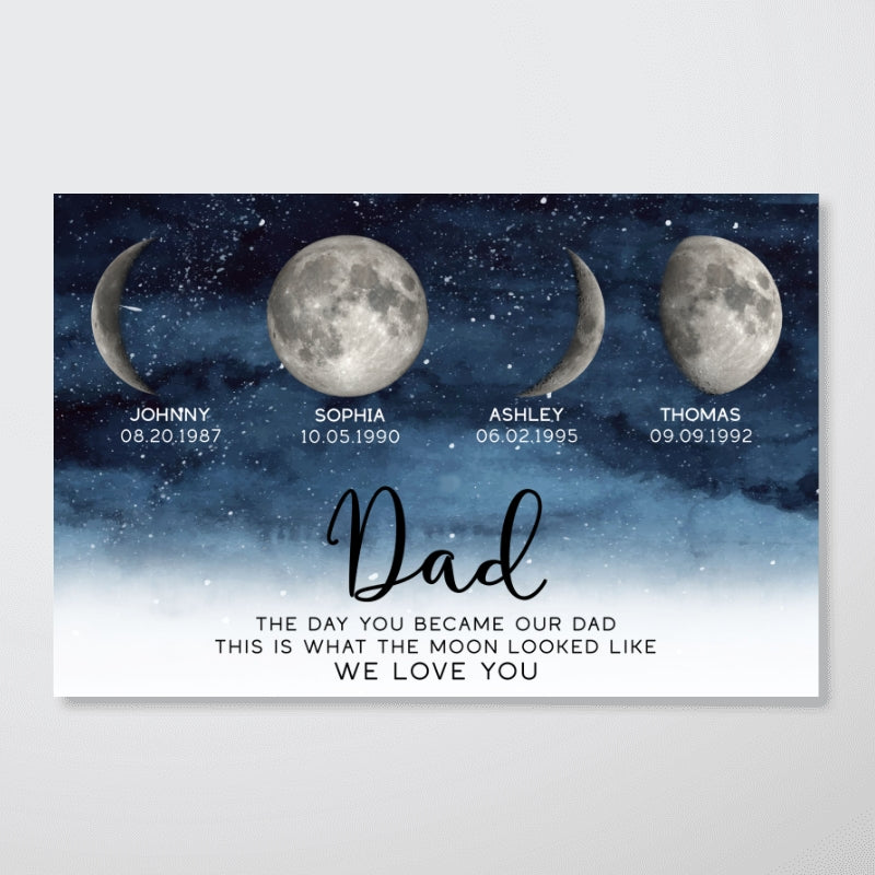 This Is What The Moon Looked Like The Day You Became Dad Grandpa Custom Birth Moon Phase - Personalized Poster
