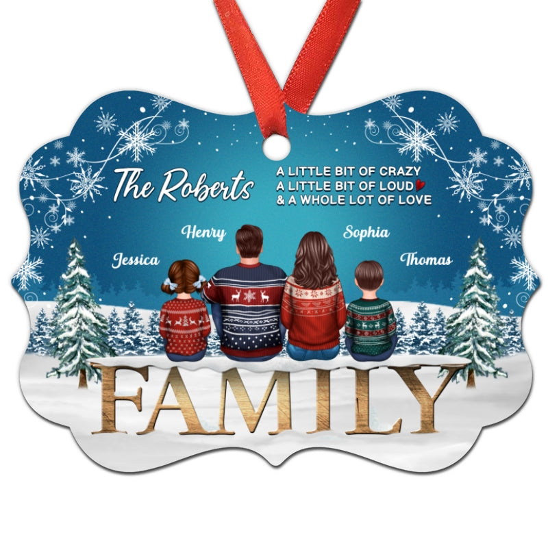 Family Sitting Snowflake Personalized Christmas Ornament