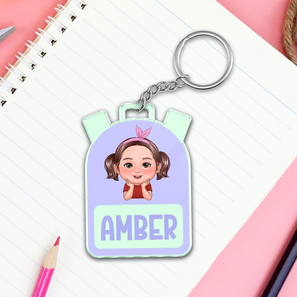 Kid Back To School Personalized Name Tag, Acrylic Keychain