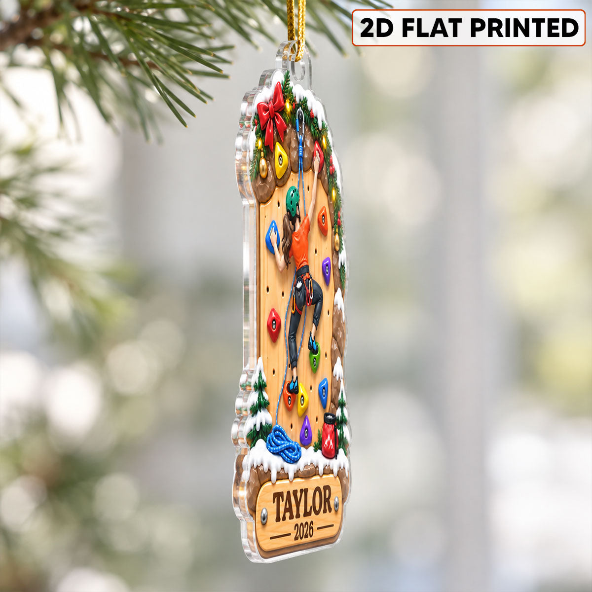 Rock Climbing Girl Boy - Personalized Acrylic Ornament - Christmas Gift For Kid Grandkids