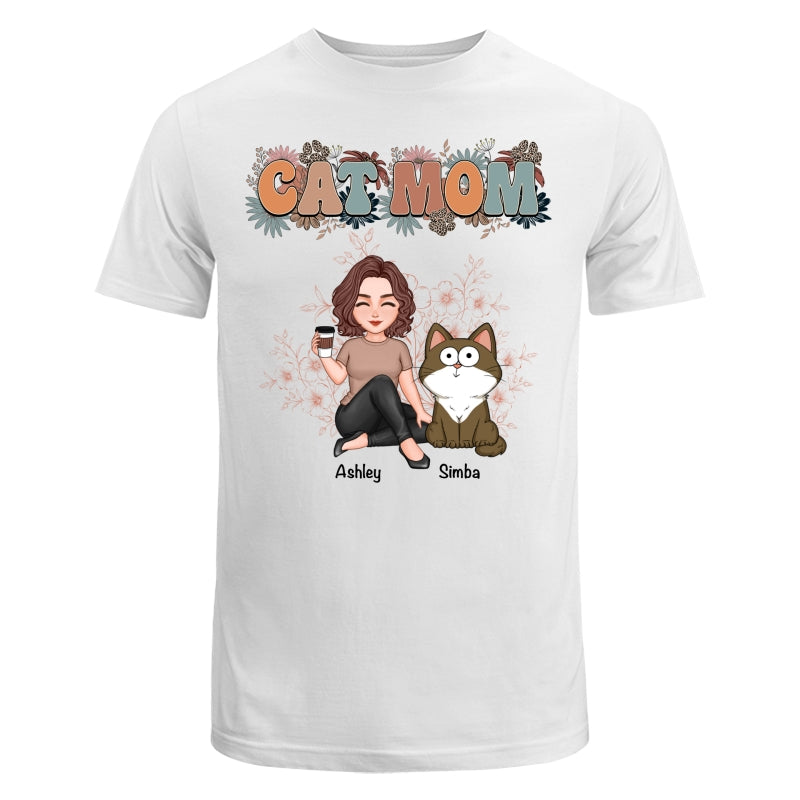 Floral Cats Mom Cute Woman And Fluffy Cats Funny Expressions Personalized Shirt