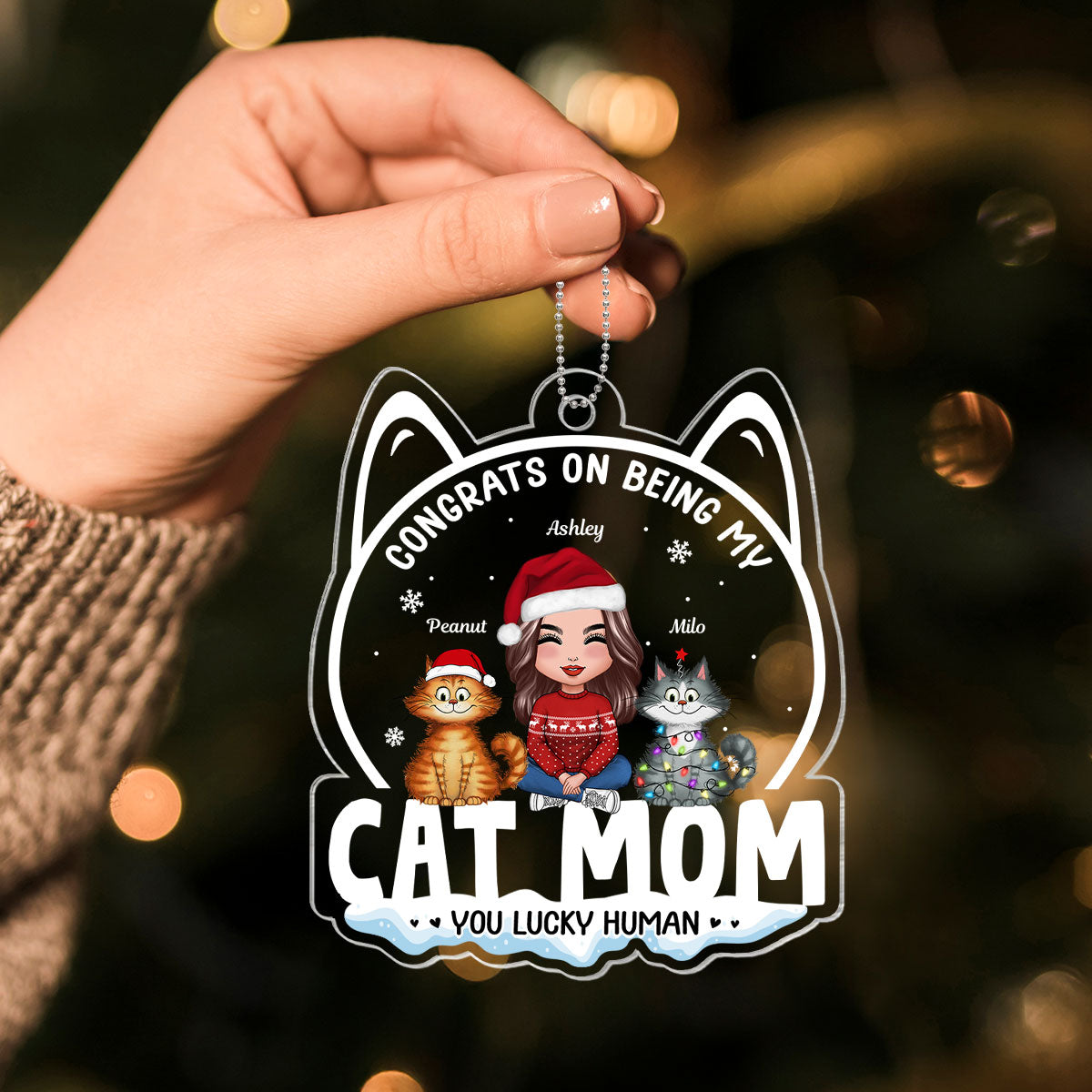 Congrats On Being My Cat Mom Funny Cat Acrylic Ornament, Christmas Personalized Ornament For Cat Lovers, For Cat Moms