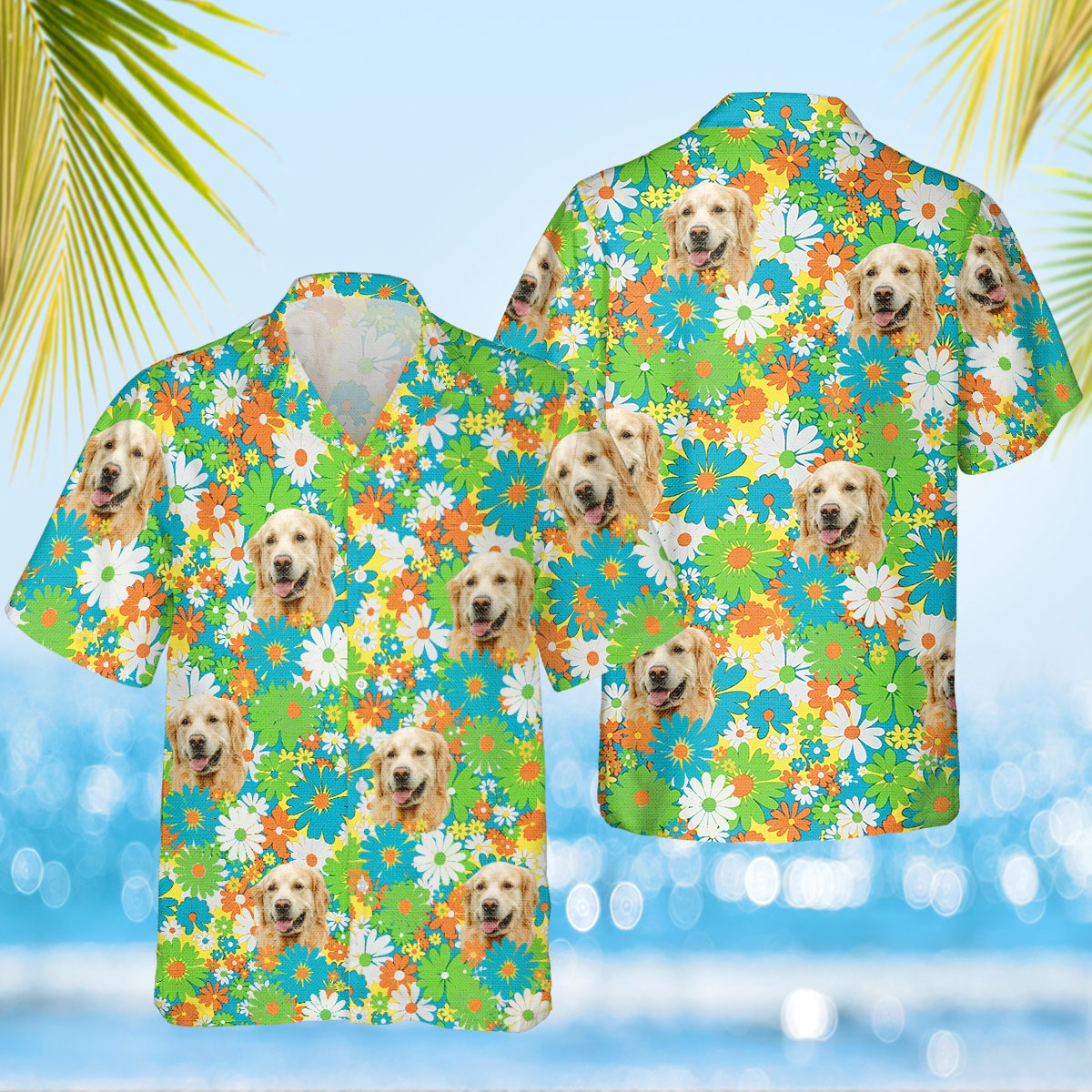 Floral Tropical Pattern Custom Dog Cat Face Personalized Hawaiian Shirt