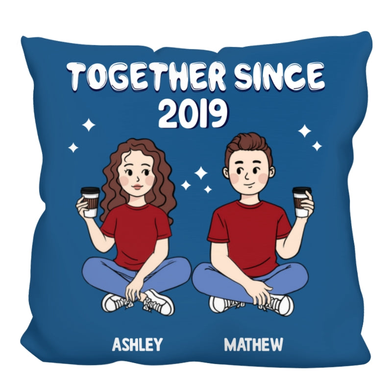 Cartoon Couple Sitting Gift For Him Gift For Her Personalized Pillow