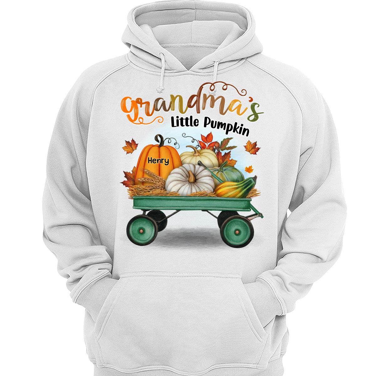 Fall Season Pumpkin Wagon Grandma Little Pumpkins Personalized Shirt