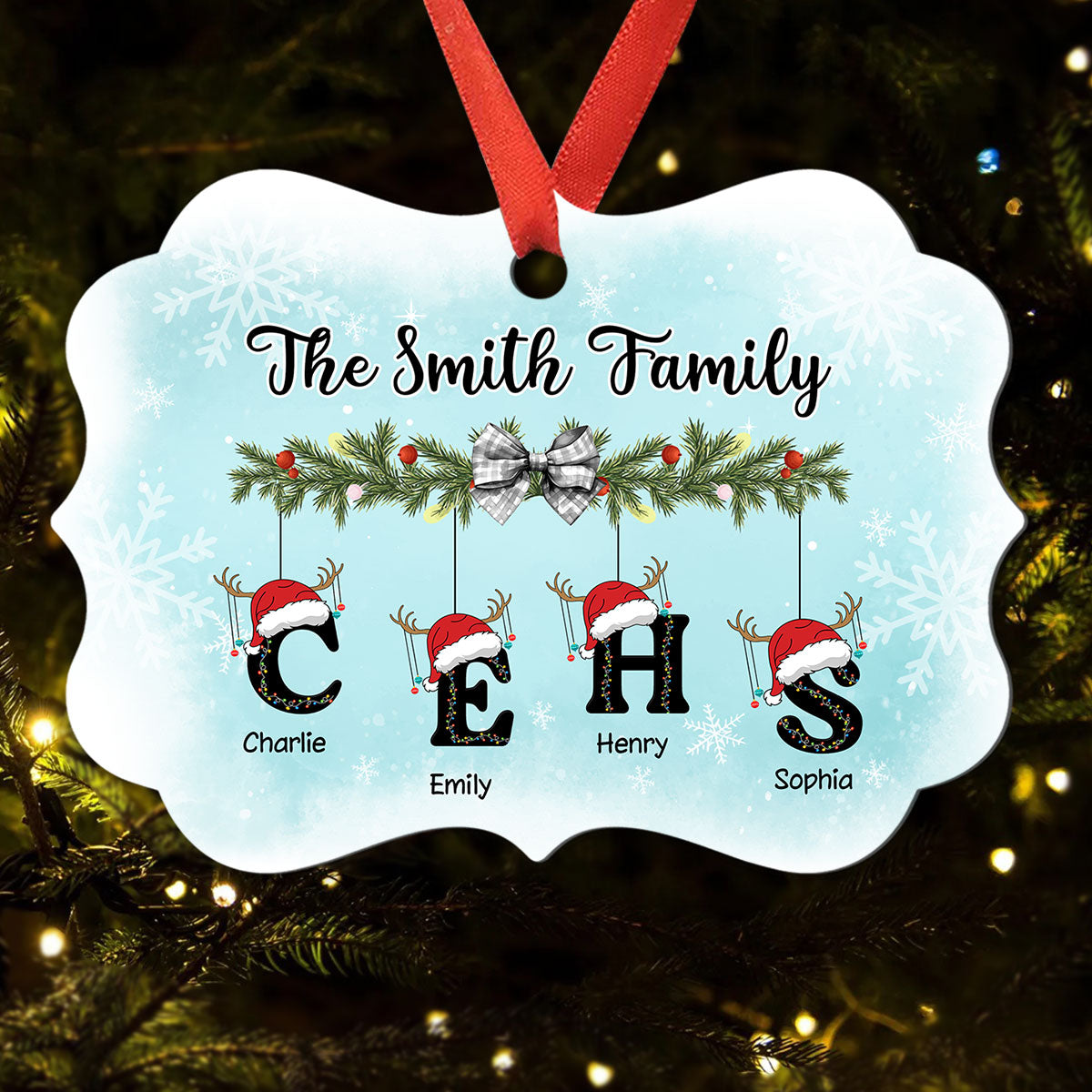 Family First Letter Name Christmas Personalized Aluminum Ornament