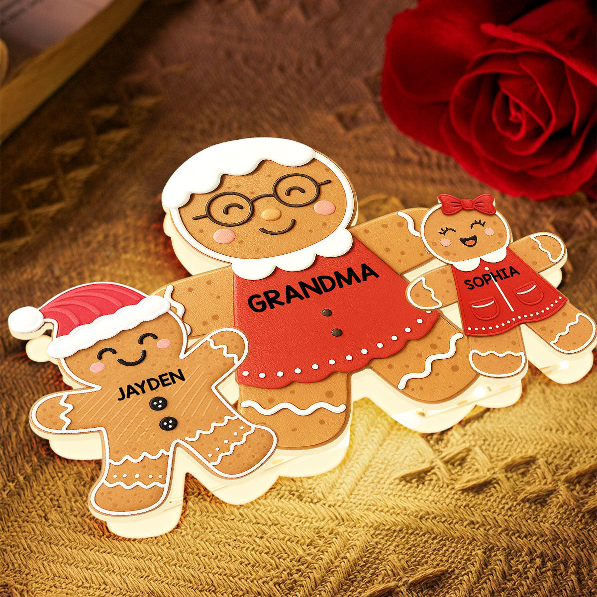 3D Effect Grandma Perfect Batch Gingerbread Grandkids - Personalized Light Box - Gift For Grandmas