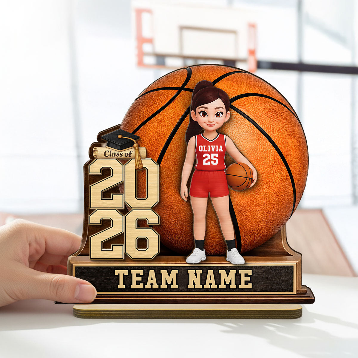 Basketball Senior Keepsake - Personalized 2-Layered Wooden Plaque - Graduation Gift For Son, Daughter