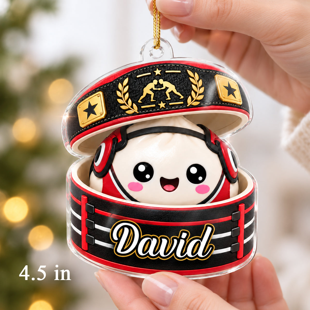 Custom Wrestling Dumpling Squishy Style - Personalized Acrylic Ornament - Christmas Gift for Son, Daughter, Grandkids