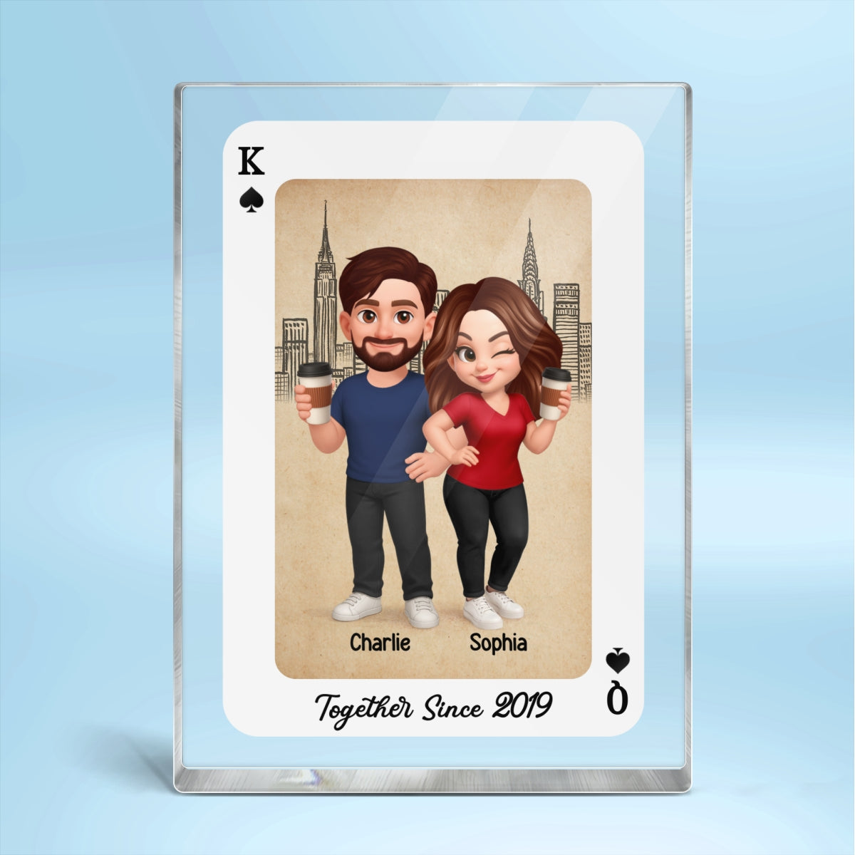 King and Queen Couple Personalized Acrylic Block, Anniversary Gift for him for her