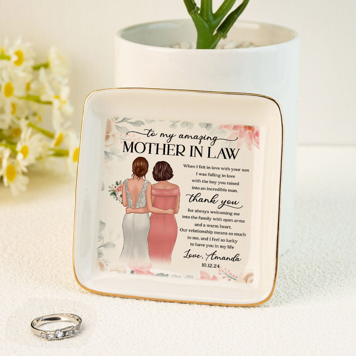 To My Amazing Mother In Law Personalized Jewelry Dish, Unique Wedding Gift, Sentimental Gift For Mother In Law From Bride