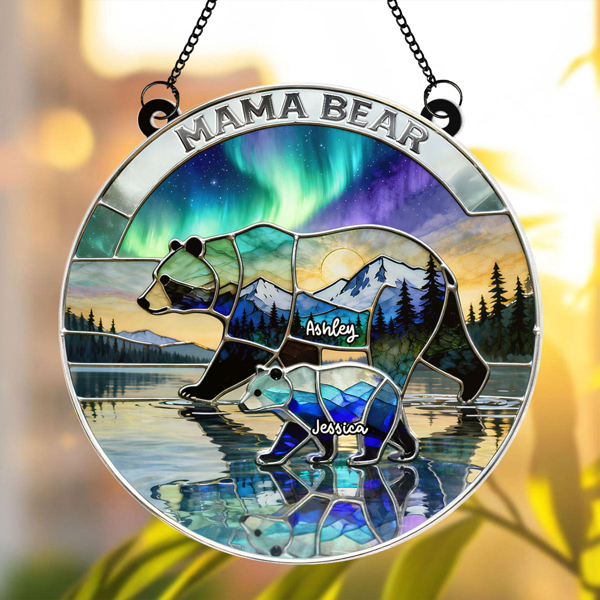 Mama Bear - Personalized Acrylic Window Hanging - Heartfelt Mother's Day Gift for Mom, Wife