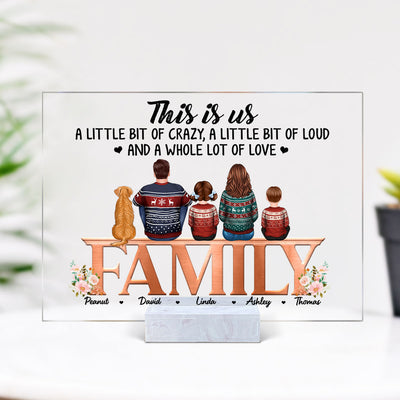 This Is Us Family Back View Sitting On Word Personalized Acrylic Plaque