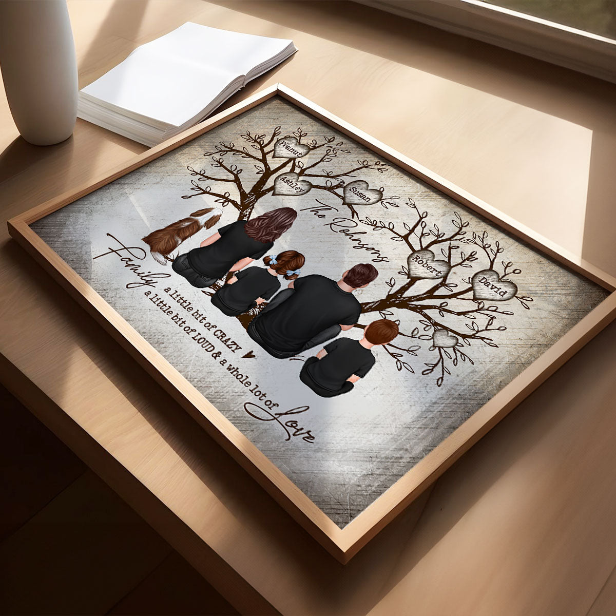 Family Heart Tree Sitting - Personalized Poster