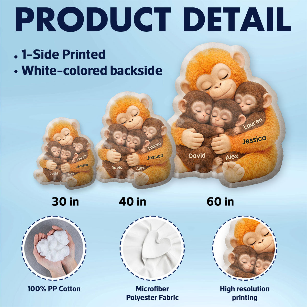 Mother Monkey & Children, Baby Monkey Punch - Personalized Faux Fur Custom Shaped Pillow - Heartfelt Mother's Day Gift for Mom, Wife