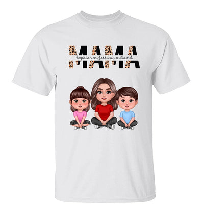 Half Leopard Mom Mama Woman Crossed Legs With Kids Personalized Shirt
