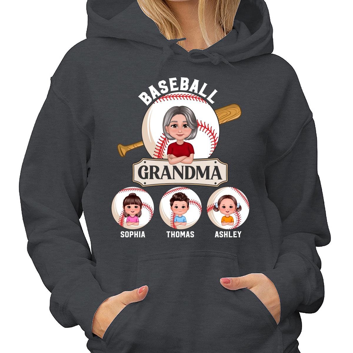 Baseball Grandma Pretty Doll Grandma Grandkids Personalized Shirt