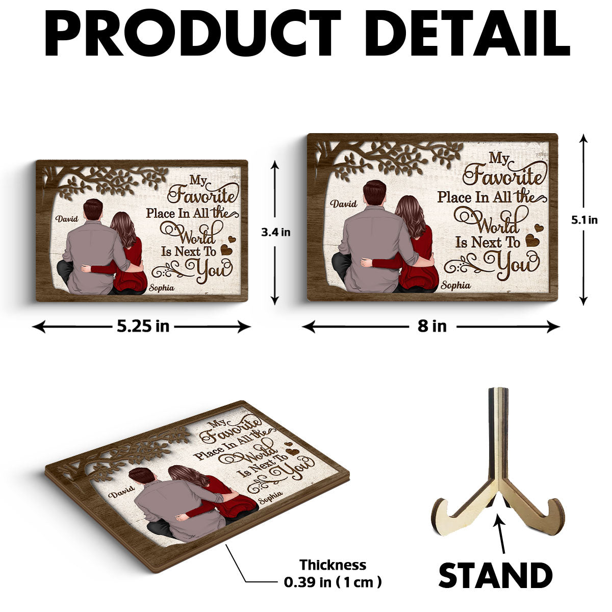 My Favorite Place In All The World Couple Personalized 2-Layer Wooden Plaque, Valentine‘s Day Gift For Him, For Her