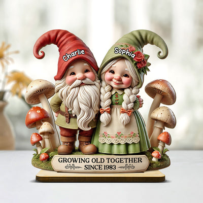 3D Effect Whimsical Gnome Couple Personalized Standing Wooden Plaque, Heartfelt  Gift For Couple, For Him, For Her, Husband, Wife
