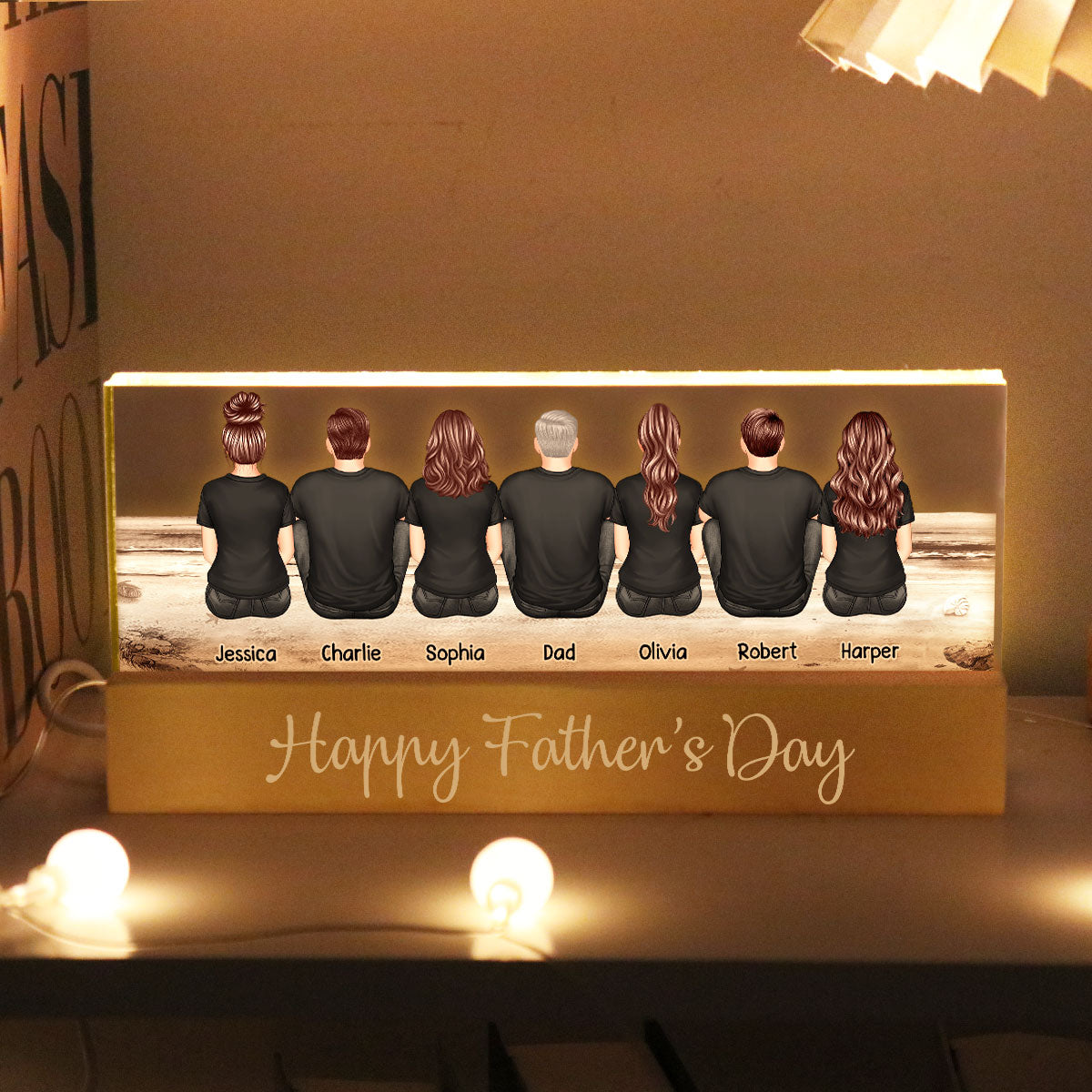 Dad And Sons Daughters Retro Vintage Beach Personalized LED Night Light| Heartfelt Father's Day Gift For Dad, Husband