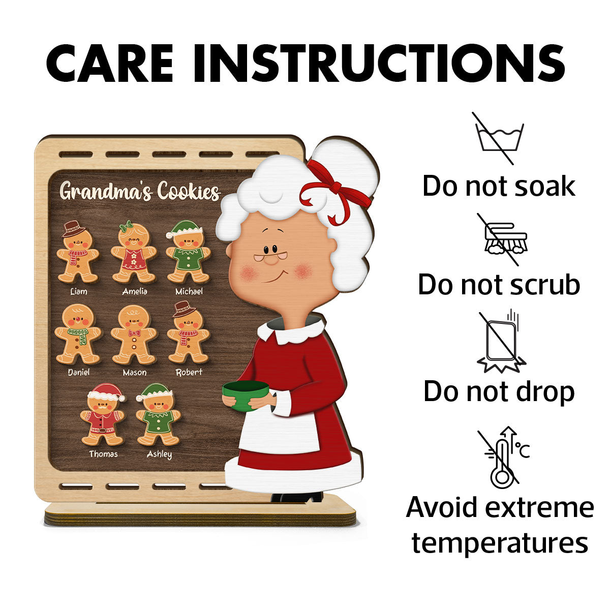 Christmas Grandma's Cookies Personalized 2-Layer Standing Wooden Plaque