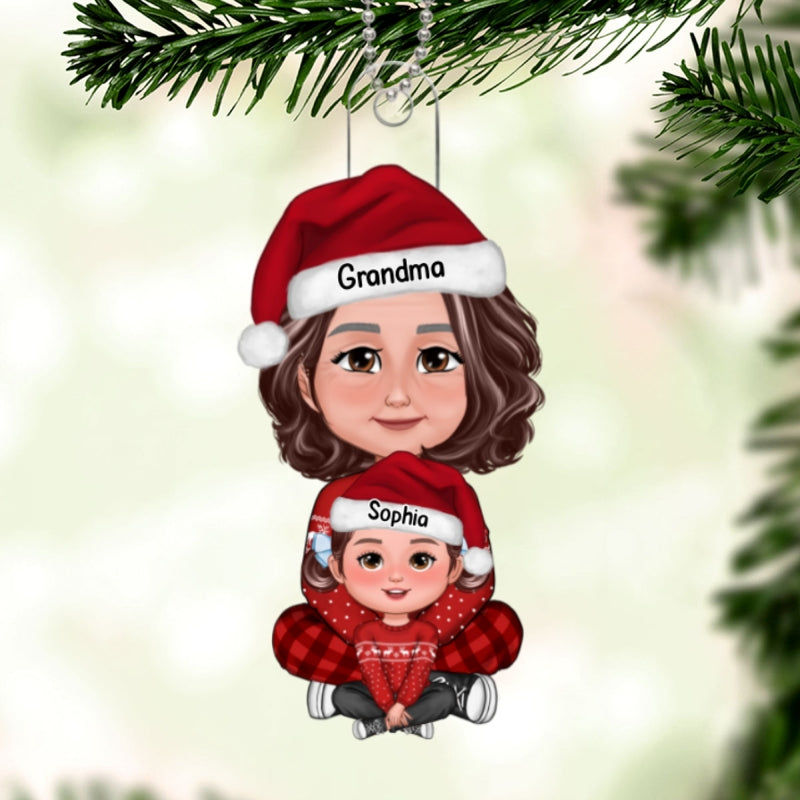 Grandma & Grandkid Christmas Gift For Granddaughter Grandson Personalized Acrylic Ornament