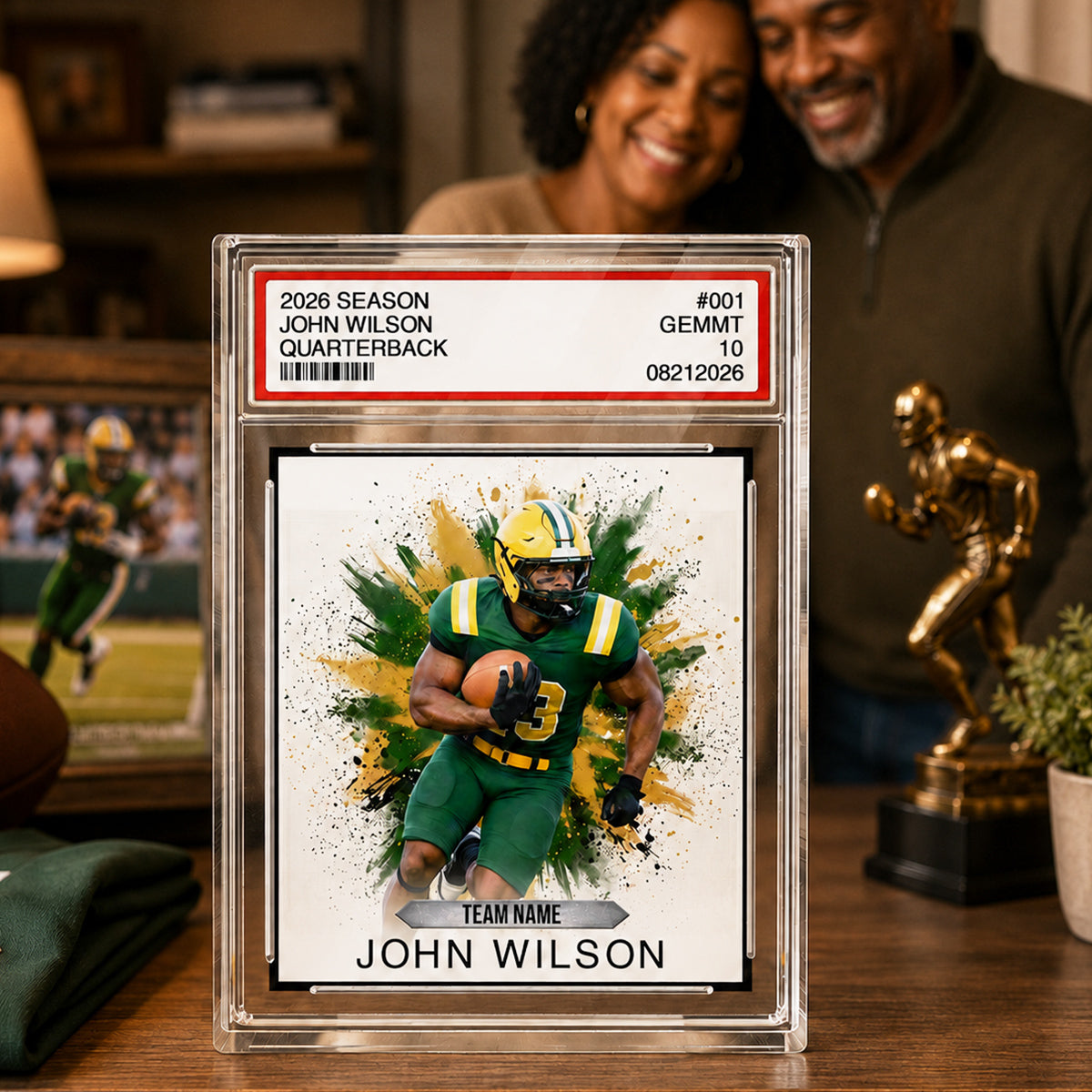 Sport Player Trading Card Style Custom Athlete Player Photo- Personalized Acrylic Block Plaque - Gift Keepsake For Football, Soccer, Baseball, Basketball Sport Players