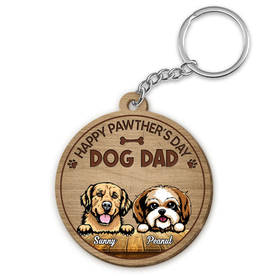 Happy Pawther‘s Day Dog Dad Personalized Wooden Keychain