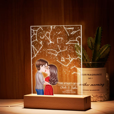 Couple Kissing Under the Sky, Custom Star Map by Date LED Night Light, Personalized Couple Constellation Map, Engagement Gift for him and her