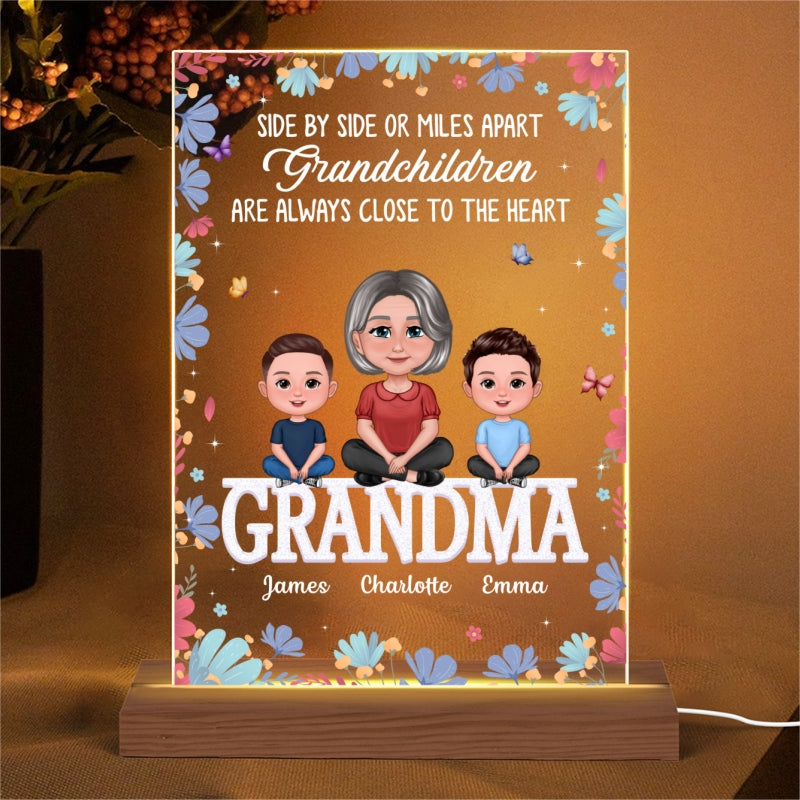 Pretty Doll Grandma Grandkids On Text Personalized Acrylic LED Night Light