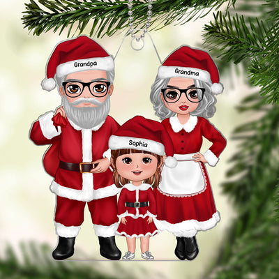 Christmas Doll Grandma Grandpa Claus Standing Gift For Granddaughter Grandson Personalized Acrylic Ornament